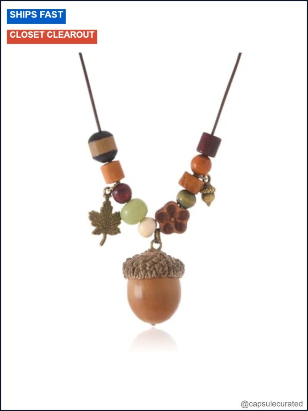 Elegant Acorn Pendant Necklace Cable Chain Thanksgiving Outfit Jewelry Gift